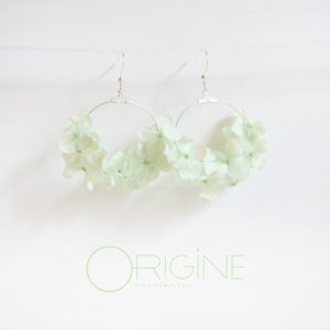 Boucles d’oreilles végétales • Hortensia vert tendre