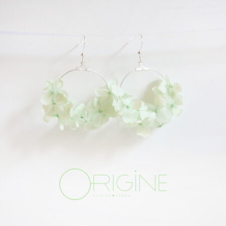 Boucles d’oreilles végétales • Hortensia vert tendre