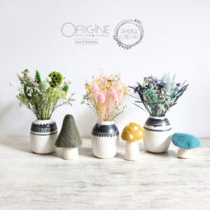 Bouquet fleurs séchées • vase porcelaine • Origine Atelier floral • Sandra Coelho