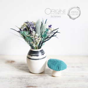 Bouquet fleurs séchées • vase porcelaine • Origine Atelier floral • Sandra Coelho