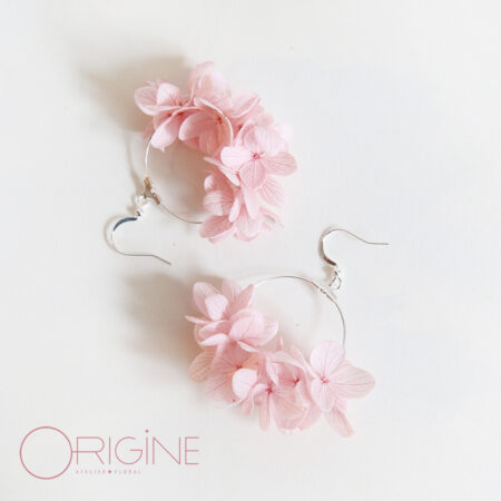 Boucles d’oreilles végétales • Hortensia rose pastel