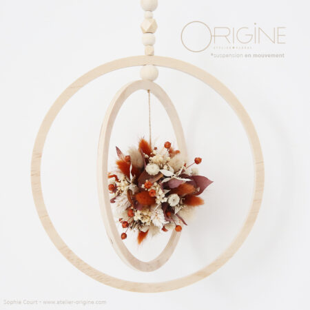 Suspension mouvement • couronne en bois * Roxelle