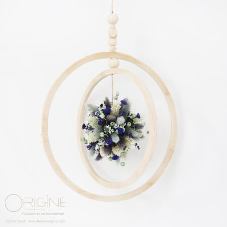 Suspension mouvement • couronne en bois * Violette