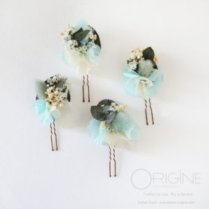 fleurs-stabilisées-pic-à-cheveux-mariée-boutonnière-marié-mariage-bleu-turquoise-ivoir-beige-blanc-collection-Lise-Origine-atelier-floral11