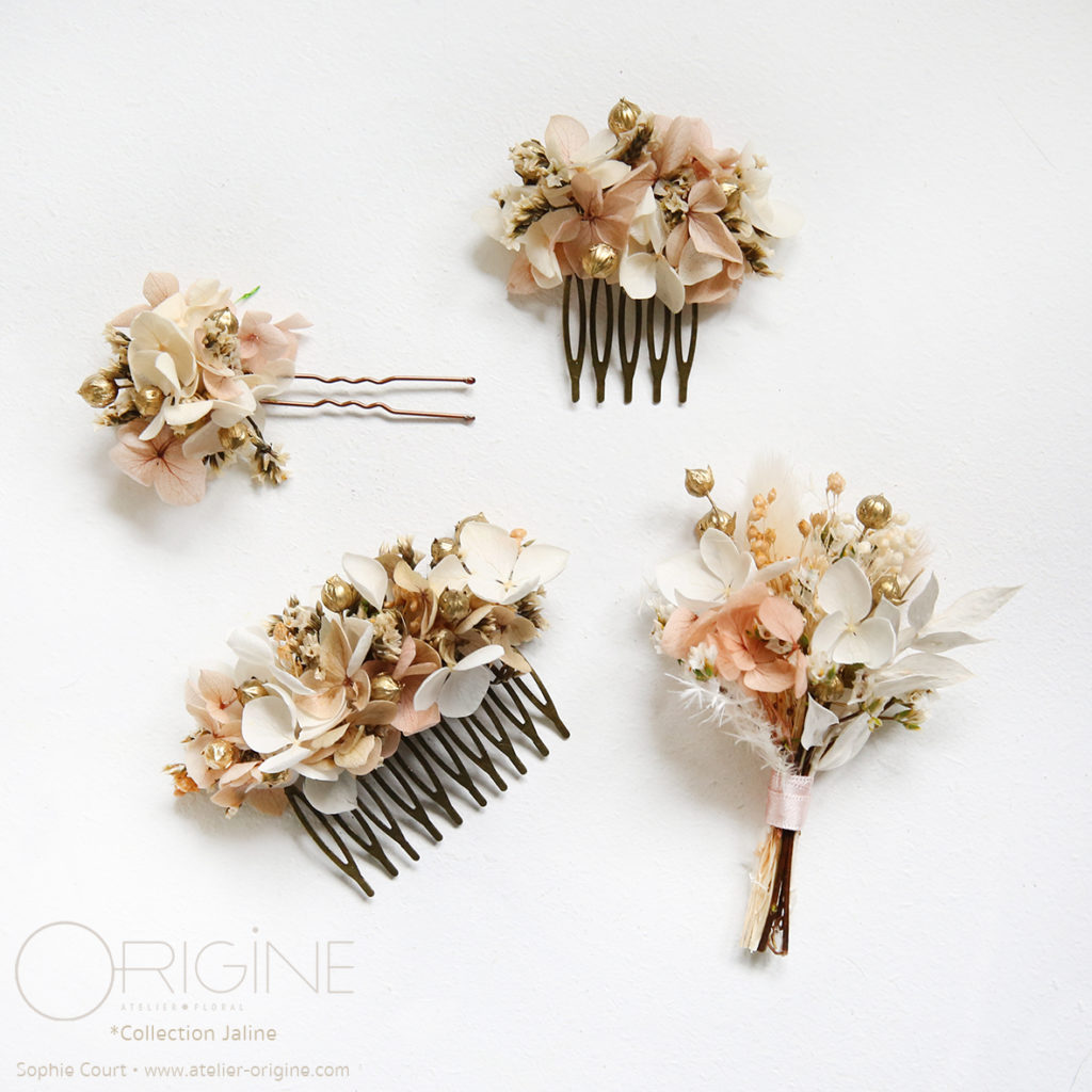 peigne-boutonnière-fleurs-séchées-stabilisées-mariage-blanc-nude-origine-atelier-floral7