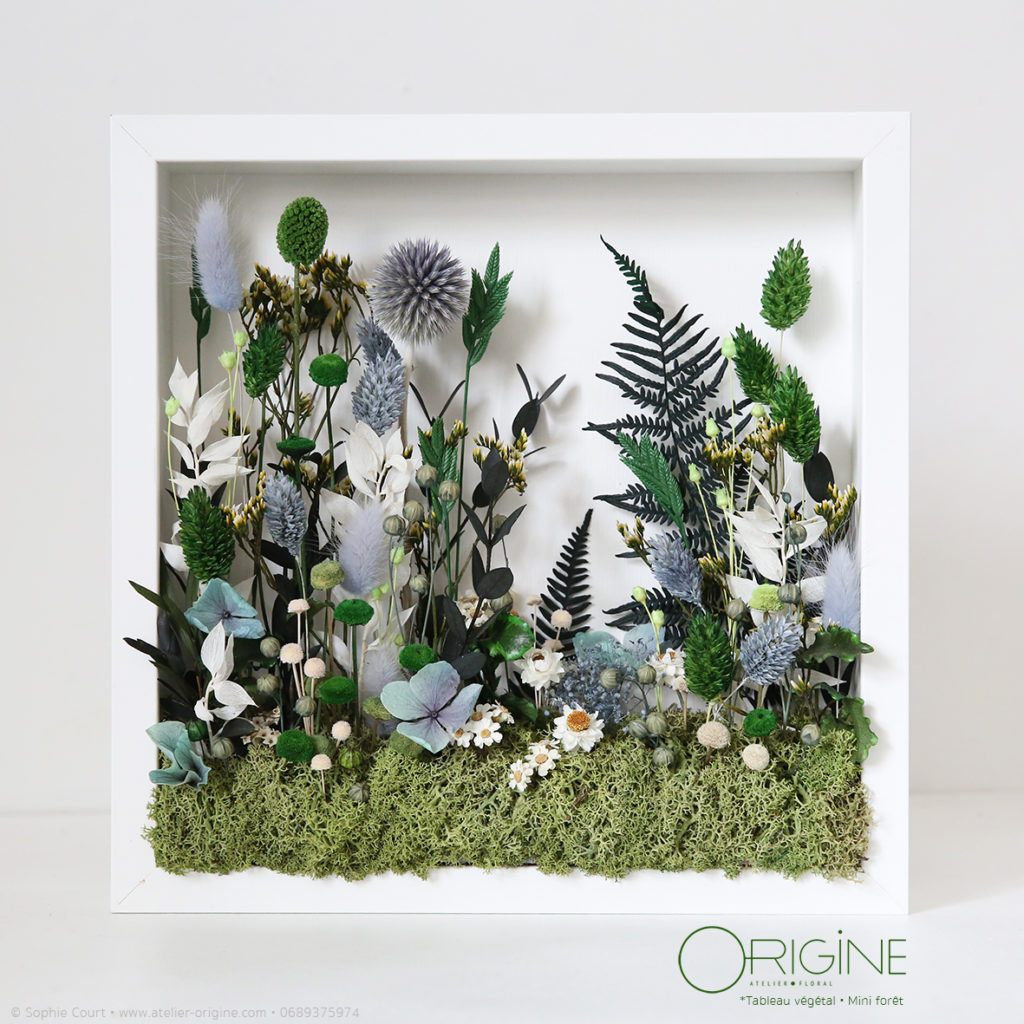 tableau-végétal-mini-foret-vert-bleuté-origine-atelier-floral