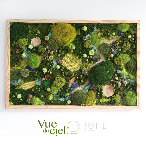 tableau-végétal-foret-vue-du-ciel-origine-atelier-floral-végétaux-stabilisés-et-séchés