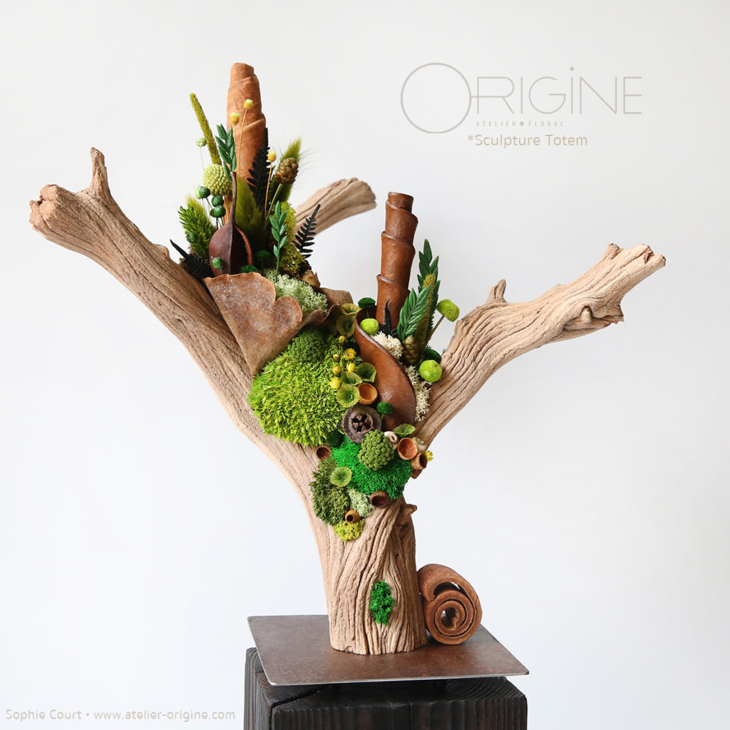 sculpture végétale bois de manzanita origine atelier floral fleurs séchées vegetaux stabilisés7