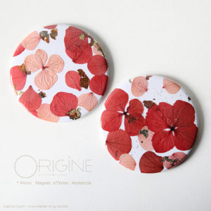 miroir-de-poche-magnet-badge-fleurs-séchées-stabilisées-mariage-entreprise-personnalisable-origine-atelier-floral