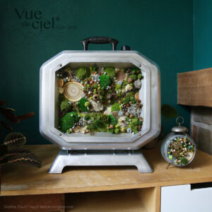 chauffage-calor-vintage-tableau-végétal-foret-vue-du-ciel-détournement-d'objet-origine-atelier-floral