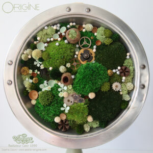 tableau-végétal-sur-pied-radiateur-vintage-calor-detournement-d'objet-foret-vue-du-ciel-chronos-origine-ateier-floral-sophie-court