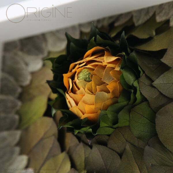 tableau-végétal-feuilles-stabilisées-eucalyptus-décoration-végétale-origine-atelier-floral-tableau-eruption-volcan