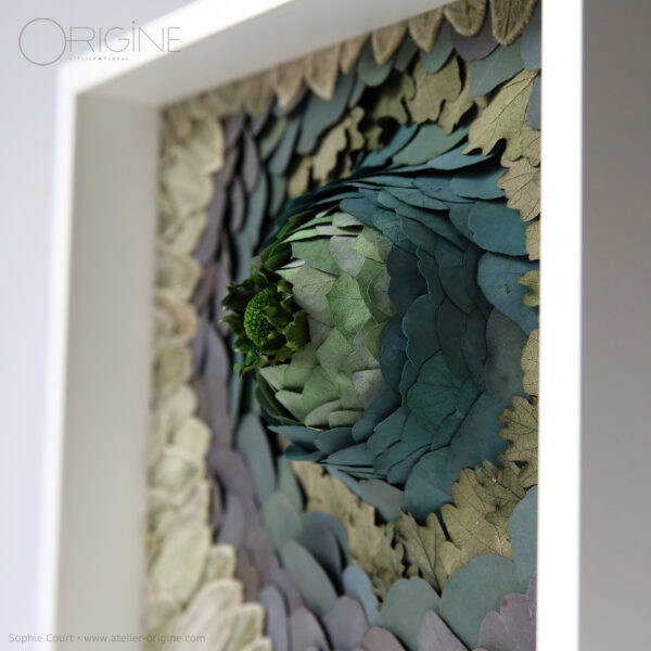 tableau-végétal-feuilles-stabilisées-eucalyptus-décoration-végétale-origine-atelier-floral-tableau-eruption-volcan