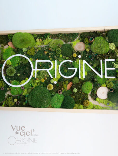 tableau-végétal-avec-logo-foret-vue-du-ciel-personnalisation-origine-atelier-floral
