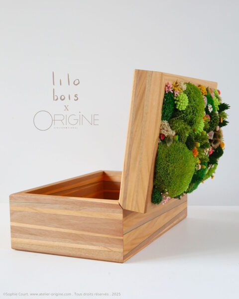coffret-luxe-bois-et-végétaux-origine-atelier-floral-lilobois