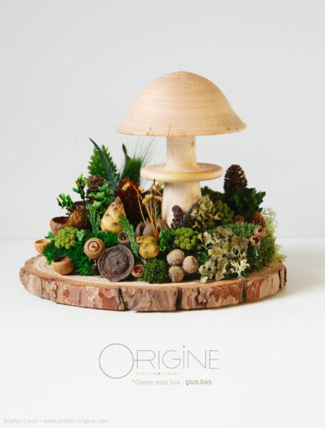 champignon-sous-bois-vegetaux-stabilisé-decoration-automne-foret-origine-atelier-floral3