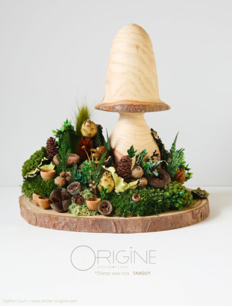 champignon-sous-bois-vegetaux-stabilisé-decoration-automne-foret-origine-atelier-floral3