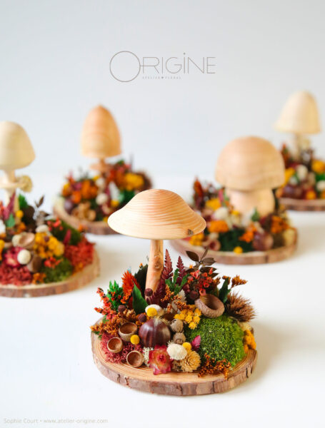 champignon-sous-bois-vegetaux-stabilisé-decoration-automne-foret-origine-atelier-floral3