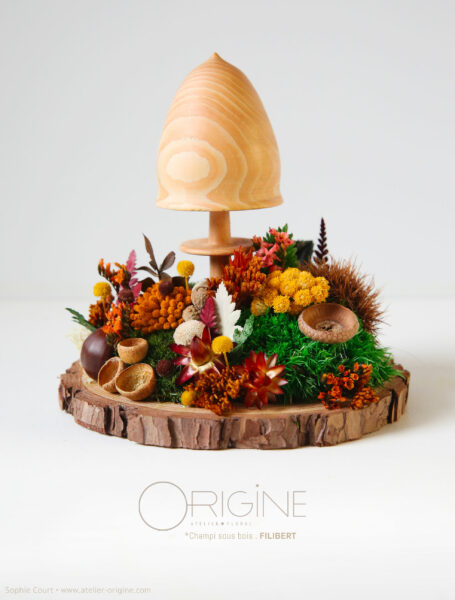 champignon-sous-bois-vegetaux-stabilisé-decoration-automne-foret-origine-atelier-floral3