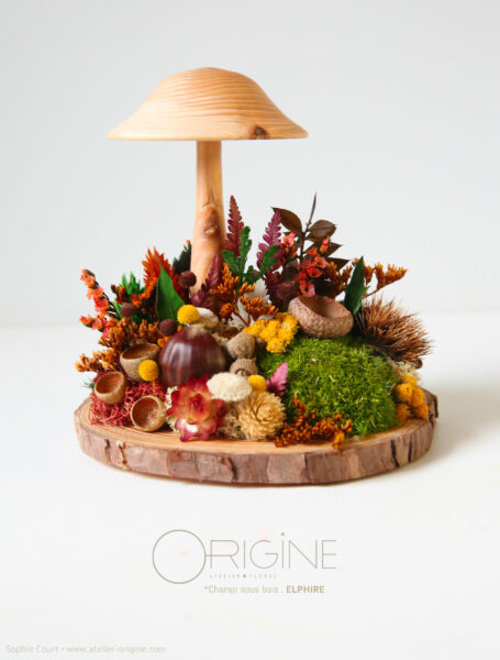 champignon-sous-bois-vegetaux-stabilisé-decoration-automne-foret-origine-atelier-floral3