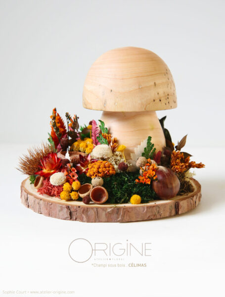 champignon-sous-bois-vegetaux-stabilisé-decoration-automne-foret-origine-atelier-floral3