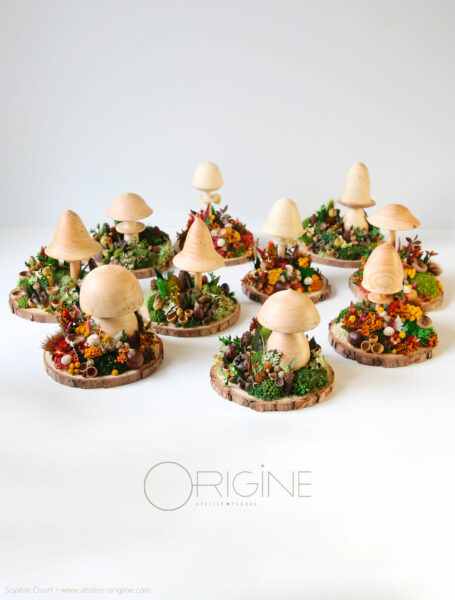 champignon-sous-bois-vegetaux-stabilisé-decoration-automne-foret-origine-atelier-floral3