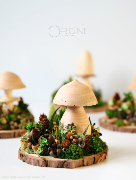 champignon-sous-bois-vegetaux-stabilisé-decoration-automne-foret-origine-atelier-floral3