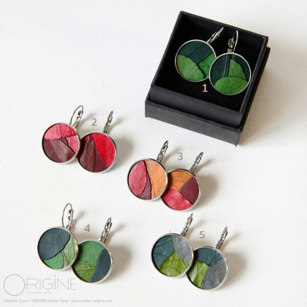 bijou-végétal-feuilles-stabilisées-origine-atelier-floral-boucles-d'oreilles-sophie-court 2