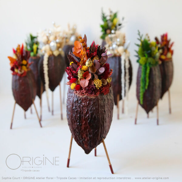 décoration-végétale-tripode-cacao-feve-de-cacao-origine-atelier-floral-sophie-court-
