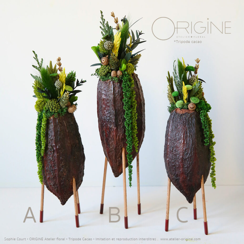 décoration-végétale-tripode-cacao-feve-de-cacao-origine-atelier-floral-sophie-court14