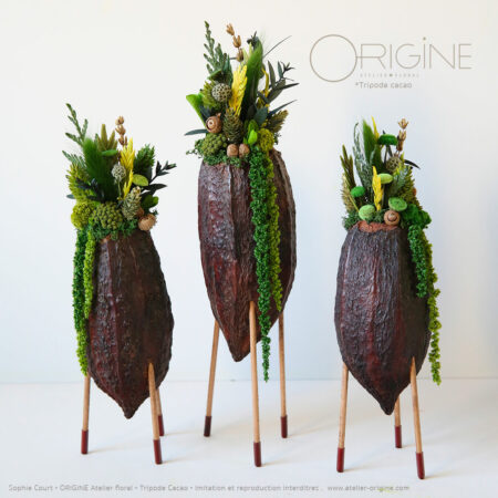 décoration-végétale-tripode-cacao-feve-de-cacao-origine-atelier-floral-sophie-court-