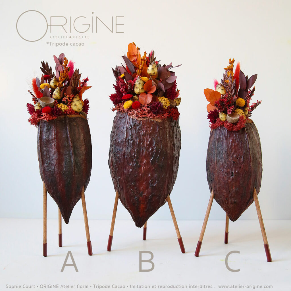 décoration-végétale-tripode-cacao-feve-de-cacao-origine-atelier-floral-sophie-court14