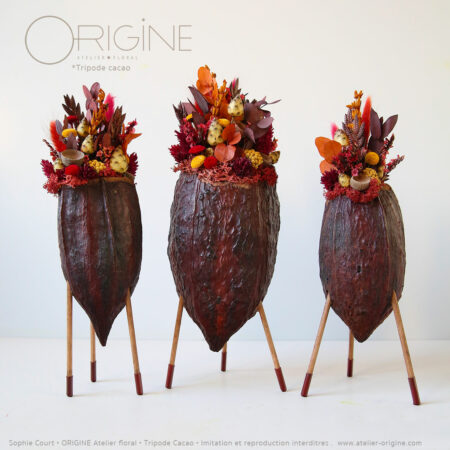 décoration-végétale-tripode-cacao-feve-de-cacao-origine-atelier-floral-sophie-court-