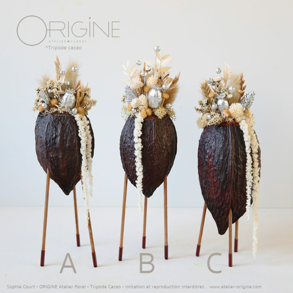 décoration-végétale-tripode-cacao-feve-de-cacao-origine-atelier-floral-sophie-court14