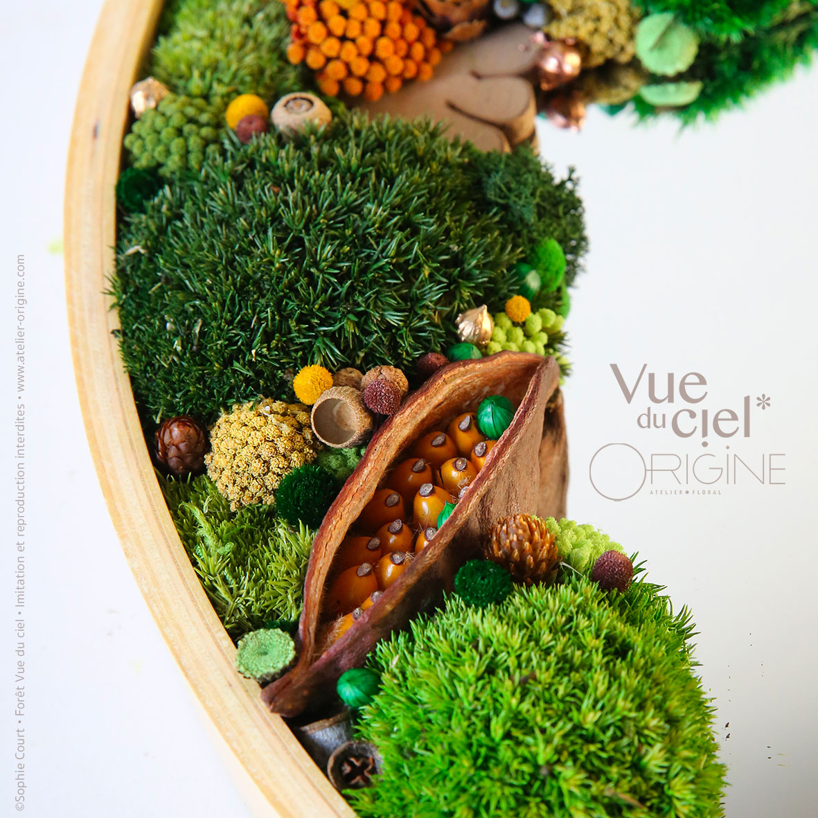 tableau-végétal-foret-vue-du-ciel-miroir-origine-atelie-floral-sophie-court