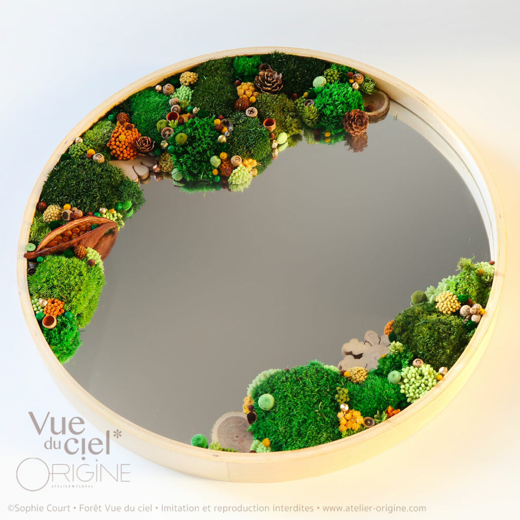 tableau-végétal-foret-vue-du-ciel-miroir-origine-atelie-floral-sophie-court