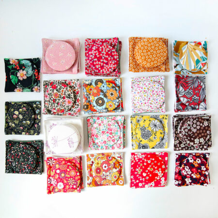 Miroir & sa pochette en tissu FLEURS