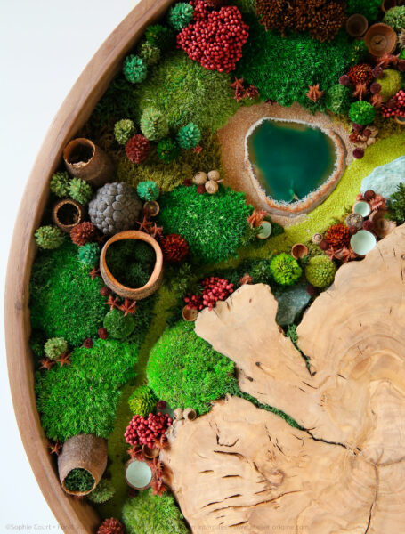 tableau-végétal-rond-de-noyer-olivier-foret-vue-du-ciel-sophie-court-origine-atelier-floral