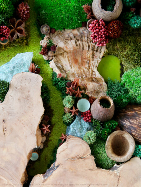 tableau-végétal-rond-de-noyer-olivier-foret-vue-du-ciel-sophie-court-origine-atelier-floral