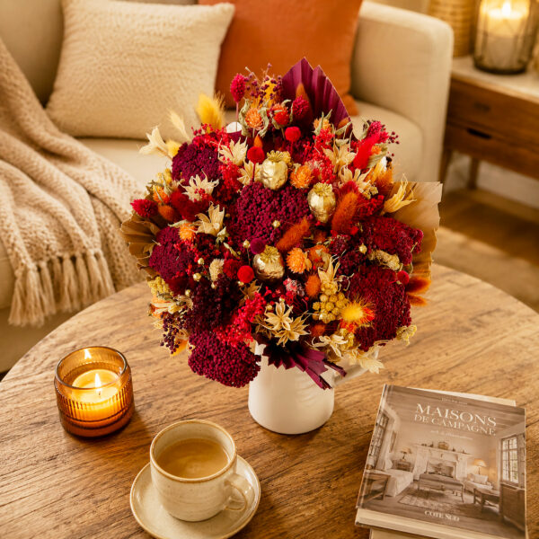 bouquet de fleurs séchées stabilisées décoration interieur origine atelier floral