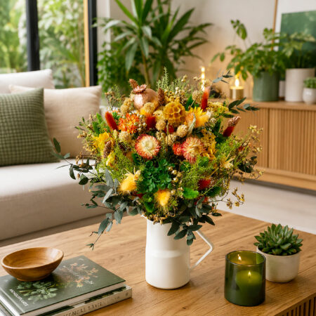 bouquet de fleurs séchées stabilisées décoration interieur origine atelier floral